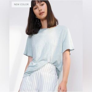Lunya Linen Knit Crew Top Cumulus Blue